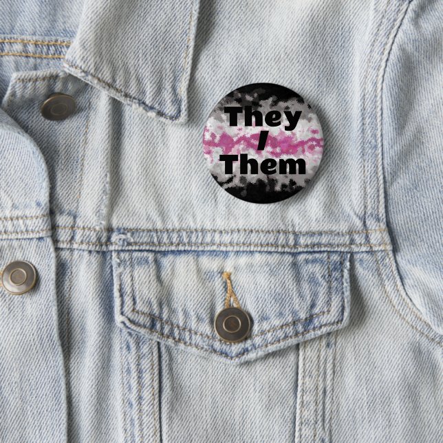 Anpassbare Pronomen Boho Librafeminine Pride-Flagg Button (Beispiel)