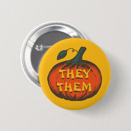 Anpassbare Pronomen - Jack-O-Lantern Pumpkin Button