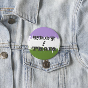 Anpassbare Pronomen Stachelige Genderqueer-Stolzfl Button