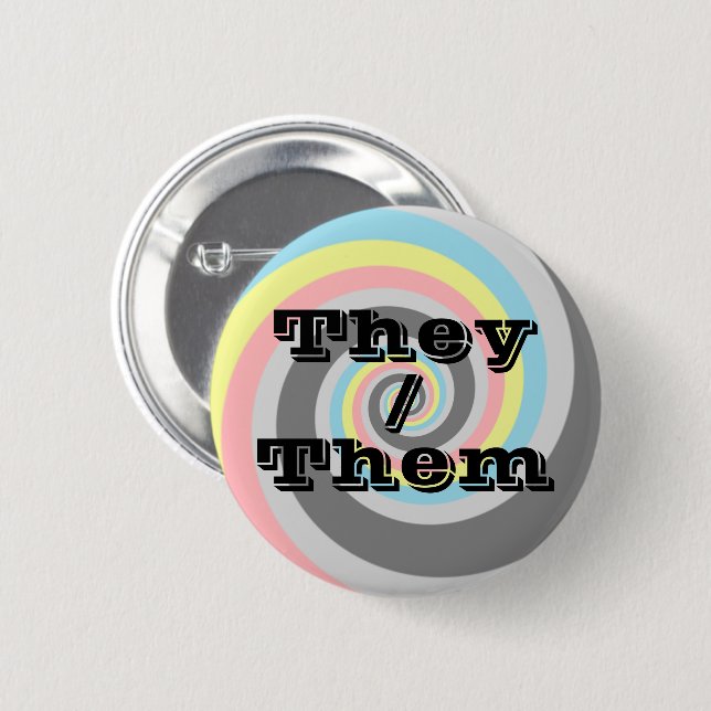 Anpassbare Pronoun Spiral Demiflux-Flagge Button (Vorne & Hinten)