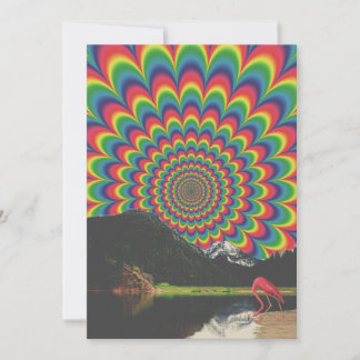 Anpassbare psychedelische Flamingo-Collage Natur Feiertagskarte