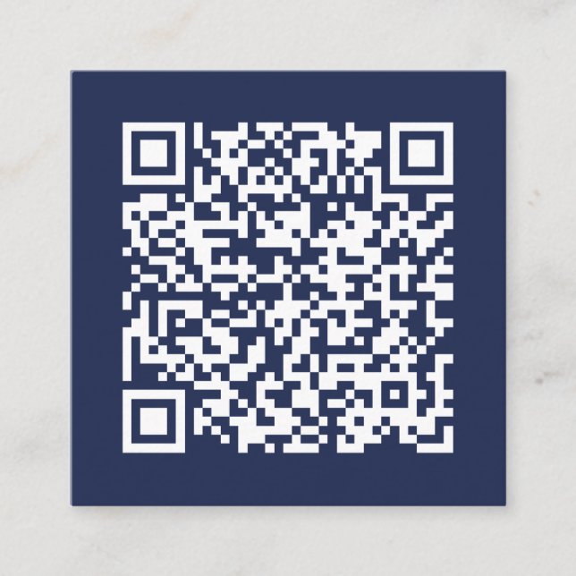 Anpassbare QR-Code für Unternehmen Minimal Navy Bl Quadratische Visitenkarte (Vorderseite)