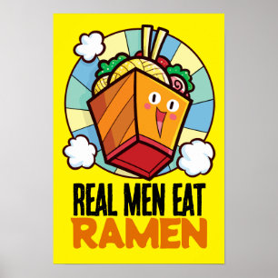 Anpassbare Real Men essen Ramen T - Shirt Poster
