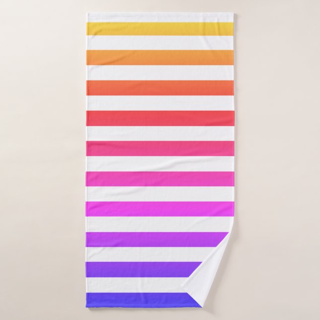 Anpassbare Regenbogen- und Weißstreifen Badhandtuch Set (Badehandtuch)