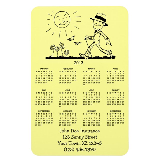 Anpassbare Retro Business Man 2013 Kalender Magnet (Vertikal)