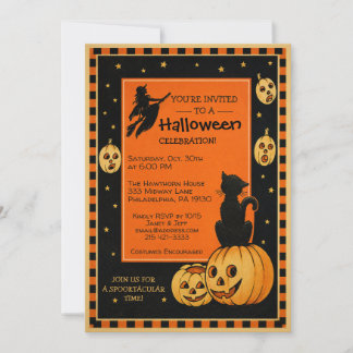 Anpassbare Retro Halloween-Einladung Einladung
