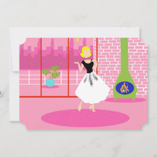 Anpassbare Retro in rosa Einladung
