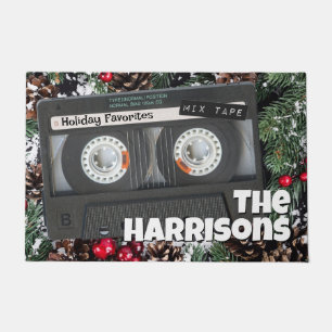 Anpassbare Retro-Kassette Weihnachts-Fußmatte Fußmatte