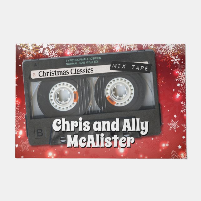 Anpassbare Retro-Kassettenband Weihnachtskassette Fußmatte (Vorderseite)