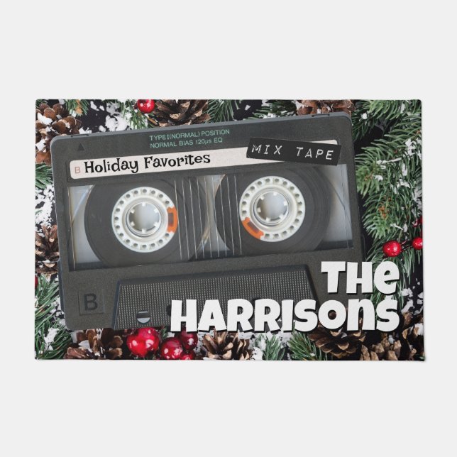 Anpassbare Retro-Kassettenband Weihnachtskassette Fußmatte (Vorderseite)