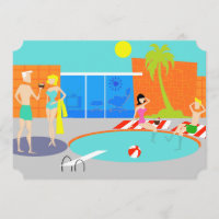 Anpassbare Retro-Pool-Party Einladung