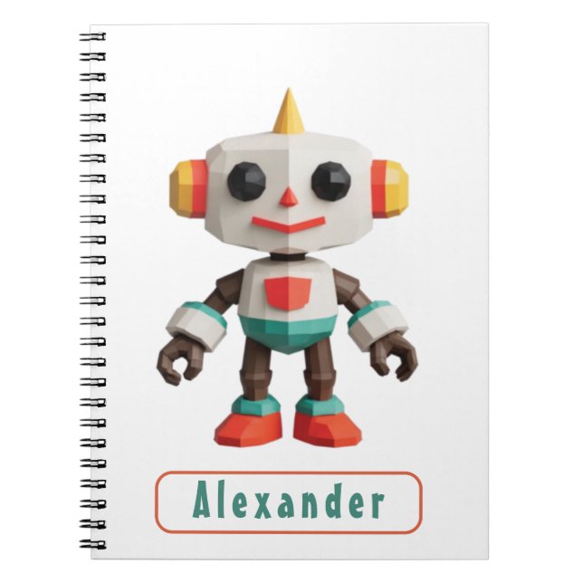 Anpassbare Roboter-Kinder Notizblock (Vorderseite)