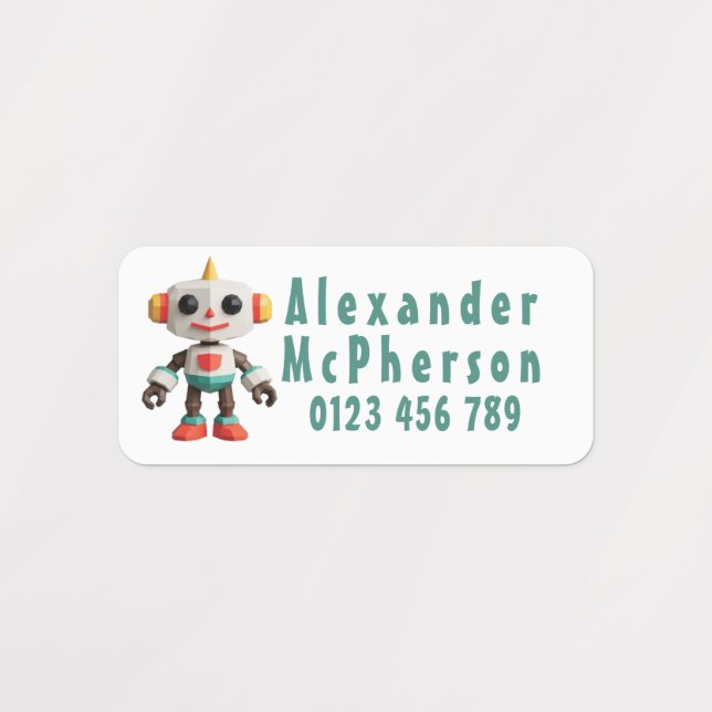 Anpassbare Roboterkinderkleidung Etiketten (Design 1)