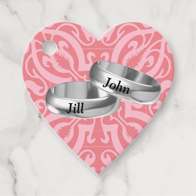 Anpassbare rosa Damast Geschenkanhänger (Vorderseite)