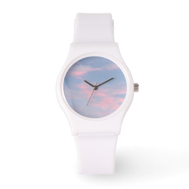 Anpassbare rosa Wolken Armbanduhr (Vorderseite)
