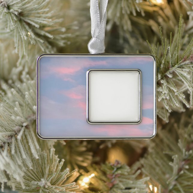 Anpassbare rosa Wolken Rahmen-Ornament Silber (Baum)