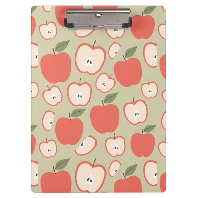 Anpassbare rote Apple Nahtloses Muster Klemmbrett (Vorderseite)