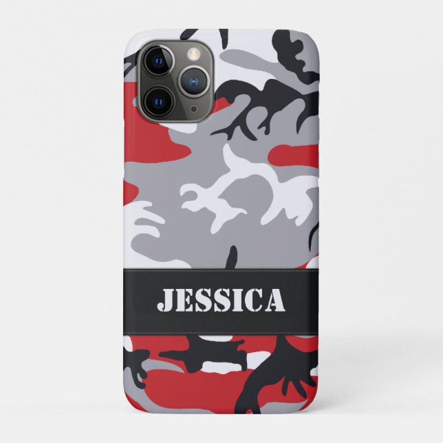 Anpassbare Rote Camouflage Case-Mate iPhone Hülle (Rückseite)