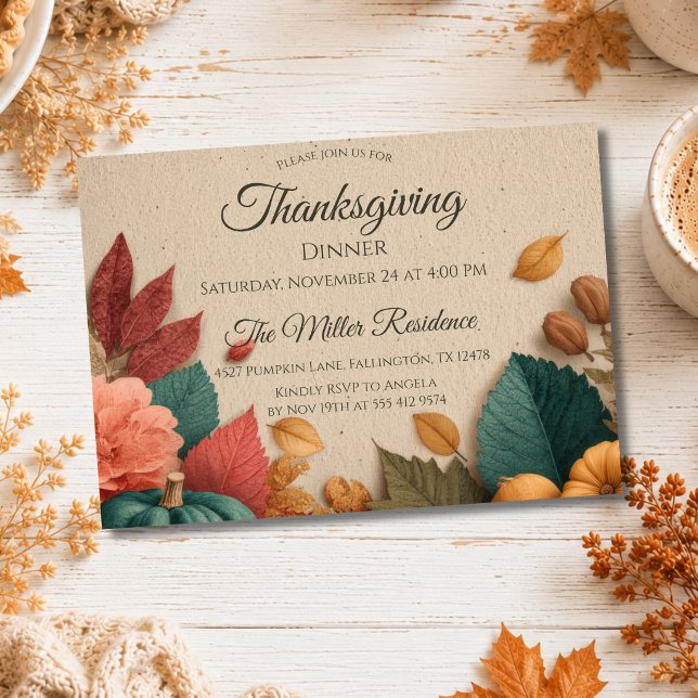 Anpassbare rustikale Herbst-Thanksgiving-Einladung Einladung (Von Creator hochgeladen)