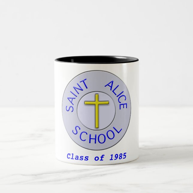 Anpassbare Saint-Alice-Schule Farbklasse Zweifarbige Tasse (Mittel)