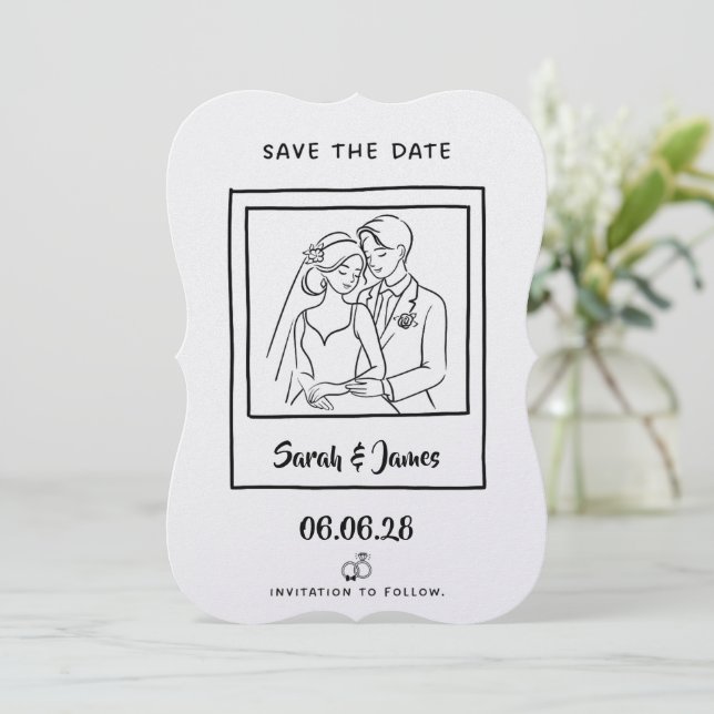 Anpassbare Save-the-Date-Karten  Braut Bräutigam Save The Date (Stehend Vorderseite)