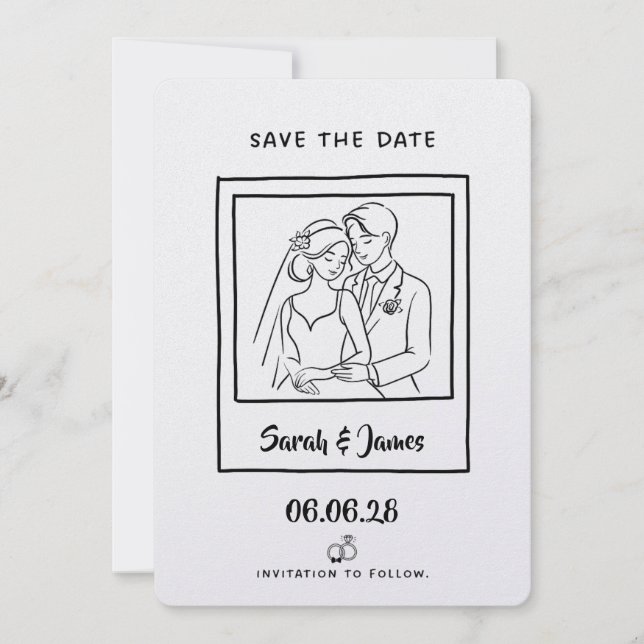 Anpassbare Save-the-Date-Karten  Braut Bräutigam Save The Date (Vorderseite)