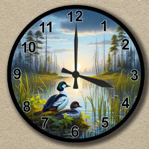 Anpassbare Schellenten bei Sonnenuntergang Runde Wanduhr
