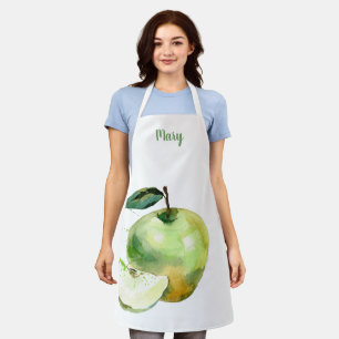 Anpassbare Schürze von Watercolor Green Apple