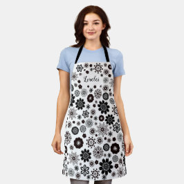 Anpassbare Schwarz-Weiß-Boho Mandala-Blume Schürze