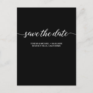 Anpassbare Schwarz/Weiß "Save the Date" Postkarte