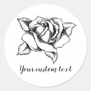 Anpassbare schwarze Rose Runder Aufkleber