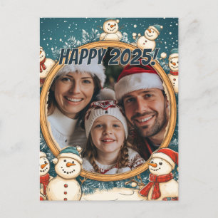Anpassbare Snowman Happy New Year Postkarte
