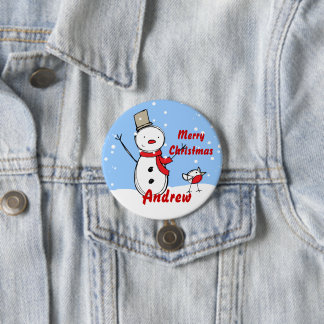 Anpassbare Snowman xmas Party Name Button Abzeiche