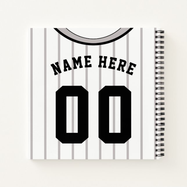 Anpassbare Softball Baseball Pinstripe Jersey Notizbuch (Rückseite)
