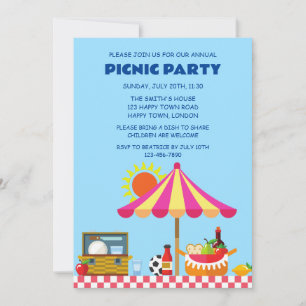 ANPASSBARE SOMMER-PICKNICK-PARTY EINLADUNG