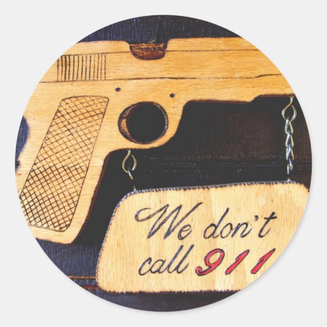 Anpassbare Spaß-Sticker für Gun Runder Aufkleber (Vorderseite)