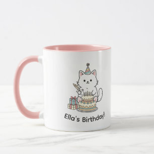 "Anpassbare" Spielerei Katzen-Geburtstagstorte & G Tasse