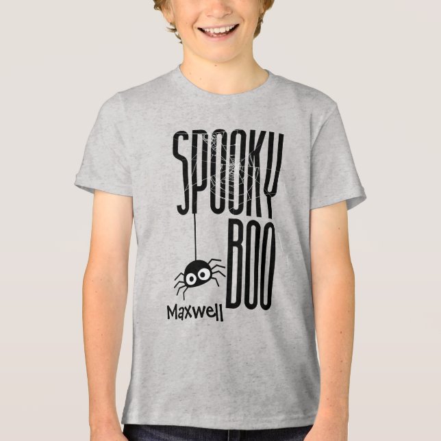 Anpassbare Spooky Boo Kids Halloween Shirt (Vorderseite)