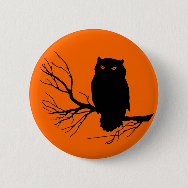 Anpassbare Spooky Owl Button (Vorderseite)