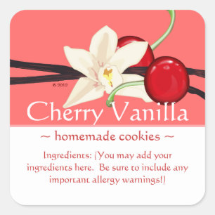 Anpassbare Square Cherry Vanilla Sticker