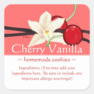 Anpassbare Square Cherry Vanilla Sticker