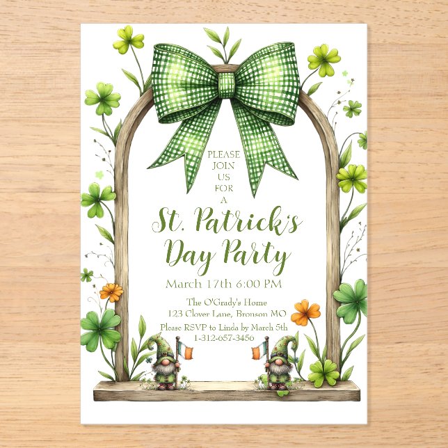 Anpassbare St. Patrick’s Day-Einladung  Acryleinladungen (Vorderseite)