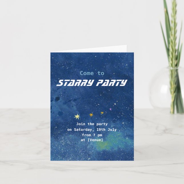 Anpassbare Starry Sky Illustration Einladung (Vorderseite)