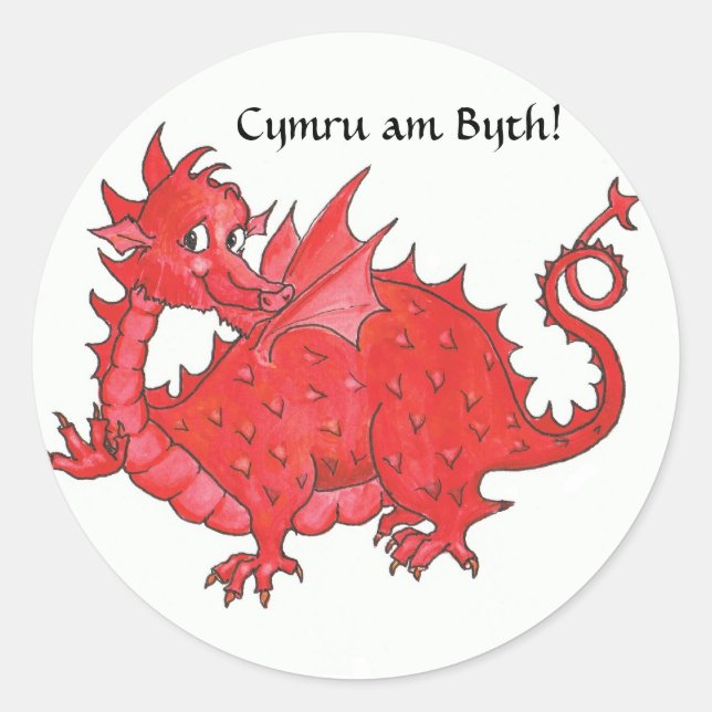 Anpassbare Sticker mit Niedlichem walisischen Rote (Vorderseite)