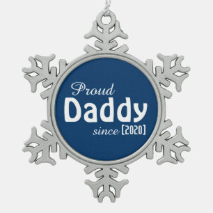 Anpassbare Stolz Daddy seit Verzierung! Schneeflocken Zinn-Ornament