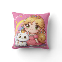 Anpassbare Süße Prinzessin mit weißer Katze