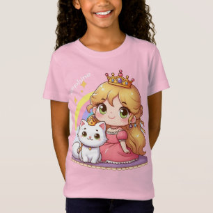 Anpassbare süße Prinzessin mit weißer Katze T-Shirt