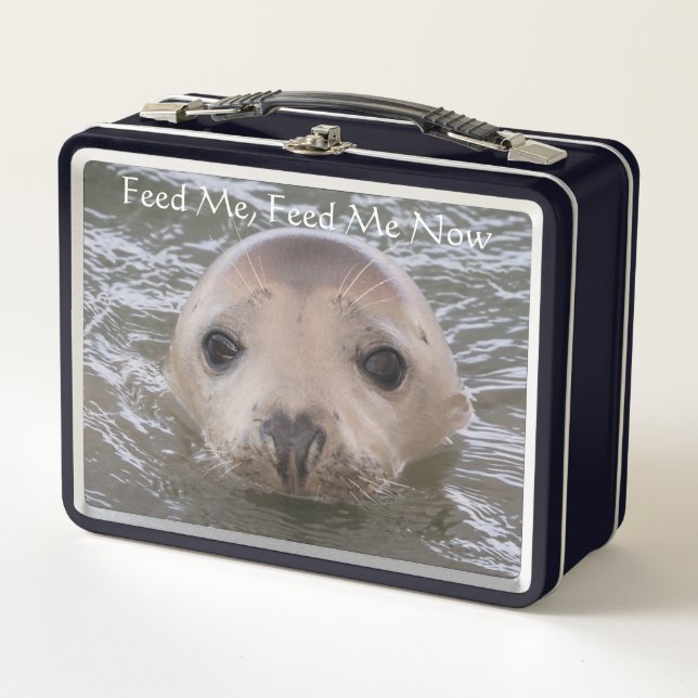 Anpassbare süße Robbe 'Füttere mich' Lunchbox  (Vorderseite)