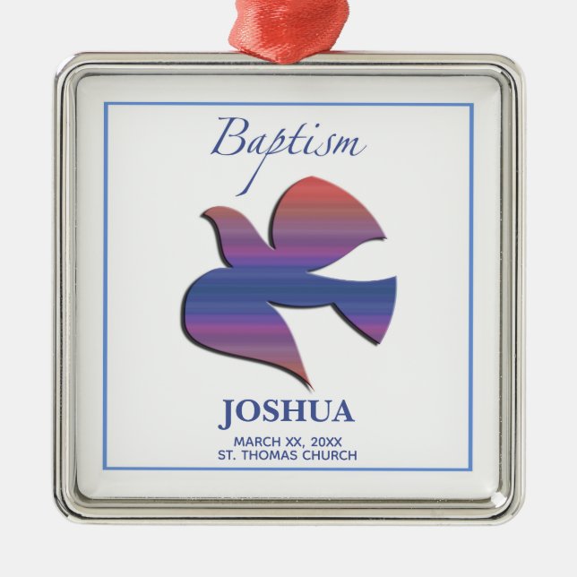 Anpassbare Tauftaube für Erwachsene Ornament Aus Metall (Vorne)