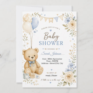 Anpassbare Teddybär-Baby-Shower-Einladung Einladung